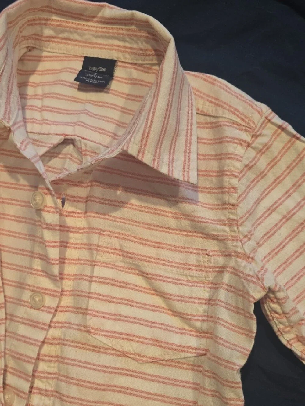 GAP Peach and Pink Striped Button-Down Shirt